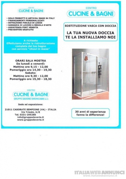 Sostituzione vasca con doccia, Varese, Gallarate, Busto, Gallarate, Cardano