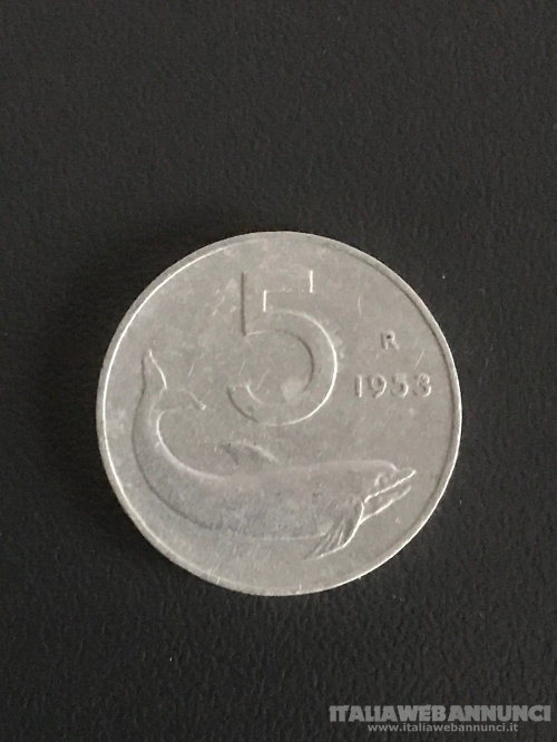 Rara moneta da 5 lire anno 1953